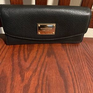 New Michael Kors Black Leather Clutch